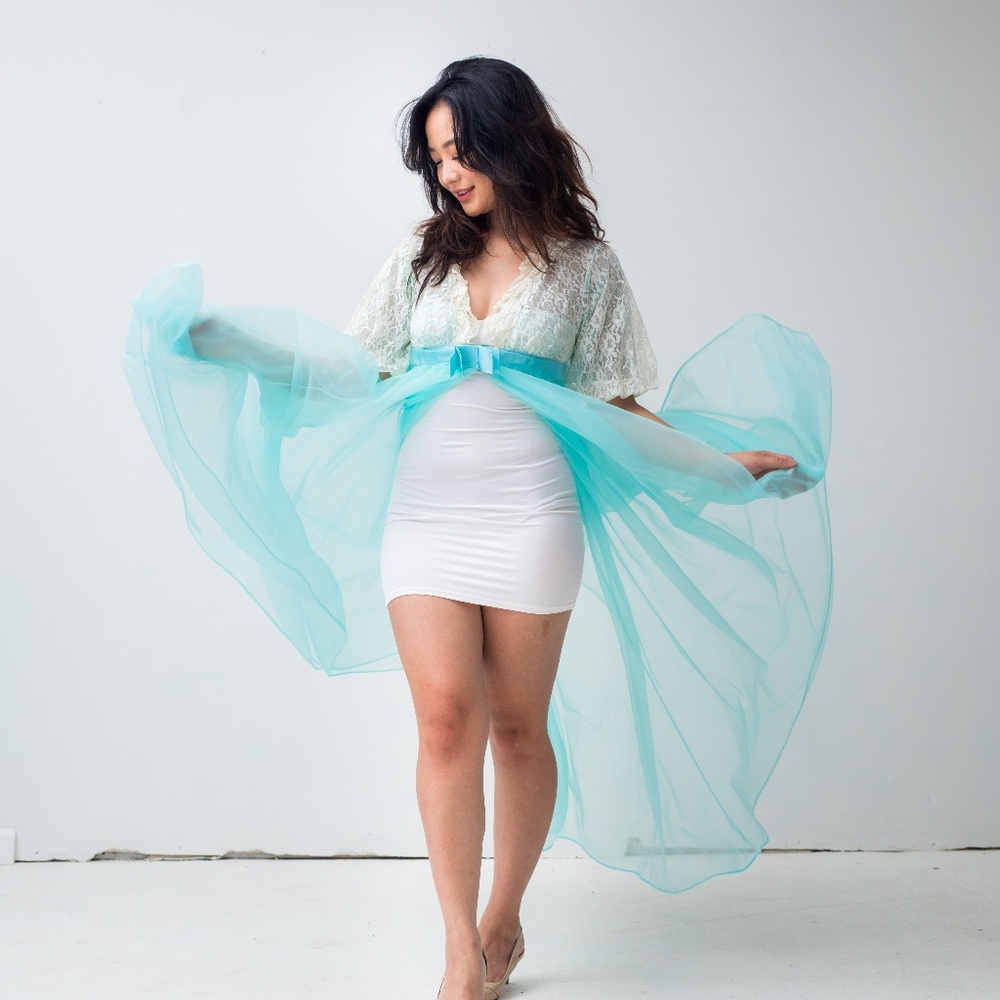 Maternity Photoshoot Vintage Babydoll Split  Dress